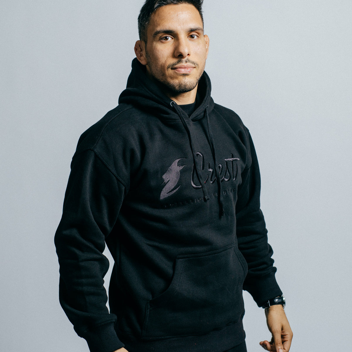 Core hoodie "CREST" - Embroidery (Black)